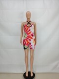 Sexy Printed Halter Backless Romper FENF-125