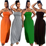 Solid Off Shoulder Strapless Maxi Dress OMY-0020