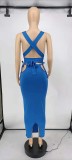 Sexy Solid Backless Long Skirt 2 Piece Sets GLF-7015