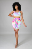 Sexy Printed Tank Top Mini Skirt 2 Piece Sets ANNF-6070