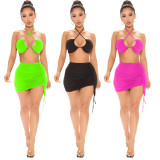 Sexy Solid Bra Top And Mini Skirt Beach Sets YNSF-1639