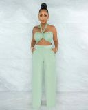 Sexy Off Shoulder Wrap Chest Two Piece Suits YH-5216