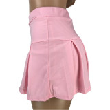 Fashion Casual Solid Color Pleated Skirt MEI-9177