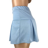 Fashion Casual Solid Color Pleated Skirt MEI-9177