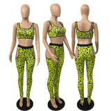 Fashion Leopard Print Tank Top And Hollow Pants Two Piece Sets AWF-5870