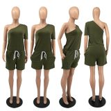 Fashion One-shoulder Short Sleeve Rompers IV-8217