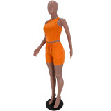 Solid Color Vest Shorts Fashion Casual  Two Piece Sets ARM-8288