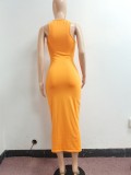 Fashion Casual Solid Color Sleeveless Dress NYF-8062