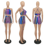 Sexy Striped Cami Top And Shorts 2 Piece Sets SMF-8093