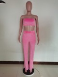 Fashion Solid Color Tube Top And Pants Two Piece Sets AWF-5871