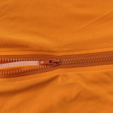 Solid Sports Zipper Sleeveless Skinny Romper YNB-7182