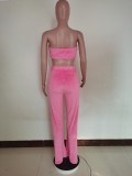 Fashion Solid Color Tube Top And Pants Two Piece Sets AWF-5871