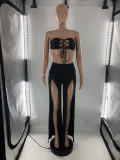Sexy Tube Top And High Split Pants 2 Piece Sets LP-6292