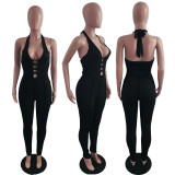 Plus Size Sexy Halter Backless Lace Up Jumpsuit LX-5800