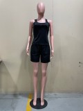 Casual Solid Color Vest And Shorts Two Piece Sets OLYF-6061