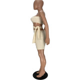 Sexy One Shoulder Sleeveless Hollow Mini Dress AWN-5216