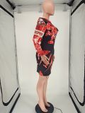 Casual Hooded Long Sleeve Printed Mini Dress NLAF-6038