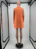 Plus Size Striped Blazer Vest+Shorts OL 2 Piece Suits YIM-192