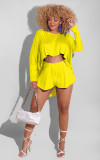 Solid Long Sleeve Two Piece Short Sets BS-1270