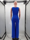 Solid Color  Plus Size Sleeveless Sashes One Piece Jumpsuits HM-6330