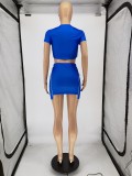 Casual Short Sleeve Crop Top Mini Skirt 2 Piece Sets WSM-5234