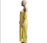Plus Size Casual Solid Off Shoulder Split Maxi Dress WAF-7180