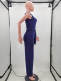 Solid Color  Plus Size Sleeveless Sashes One Piece Jumpsuits HM-6330