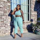 Solid Tank Top And Pants Two Piece Sets RUF-8929