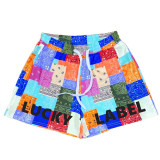 Plus Size LUCKY LABEL Letter Paisley Print Casual Shorts MIL-231