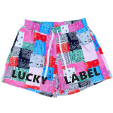 Plus Size LUCKY LABEL Letter Paisley Print Casual Shorts MIL-231