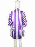 Casual Loose Striped Ruffled Shirt Dress LS-0350