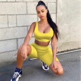 Solid Tank Top And Shorts Sports Two Piece Sets YNB-7183