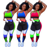 Contrast Color Fitness Two Piece Pants Set XYF-9105