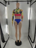 Sexy Printed Long Sleeve Bikinis 3 Piece Sets CQF-969