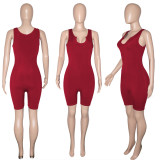 Solid Sports Sleeveless One Piece Romper SH-390116