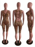 Plus Size Sexy Leopard Backless Sleeveless Romper OM-1228