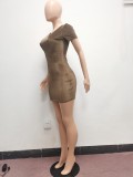 Sexy One Sleeve Asymmetry Mini Dress NYF-8069