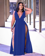 Plus Size Sexy Solid Sleeveless High Split Maxi Dress WAF-7205