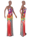 Colorful Printed Straps Long Maxi Dress YH-5027