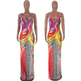 Colorful Printed Straps Long Maxi Dress YH-5027