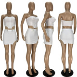 Sexy Tassel Off Shoulder Strapless 2 Piece Skirt Sets LDS-3280