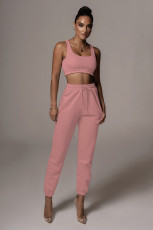 Solid Color Casual Vest And Pants Two Piece Sets YH-5225