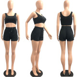 Solid Sports Tank Top And Shorts 2 Piece Sets JPF-1043