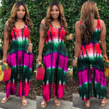 Tie Dye Print Sleeveless Wide Leg Jumpsuit SH-390141