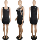 Fashion Casual Print Sleeveless Hoodie Dress (Without Mask) YFS-601