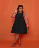 Fashion Casual Plus Size Solid Color Sleeveless Dress YSYF-7523