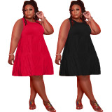 Fashion Casual Plus Size Solid Color Sleeveless Dress YSYF-7523
