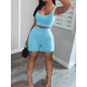Solid Color Casual Sports Vest Shorts  Two Piece Sets LM-8253