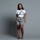 Plus Size Snake SKin Print T Shirt+Shorts 2 Piece Sets SH-3618