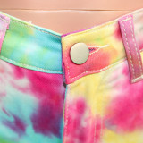 Plus Size Tie Dye Print Tassel Shorts SH-3797